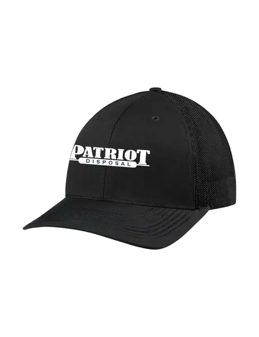 Richardson Adjustable Snapback Original 112 Trucker Cap Black w/Black Mesh w/Patriot Disposal Logo