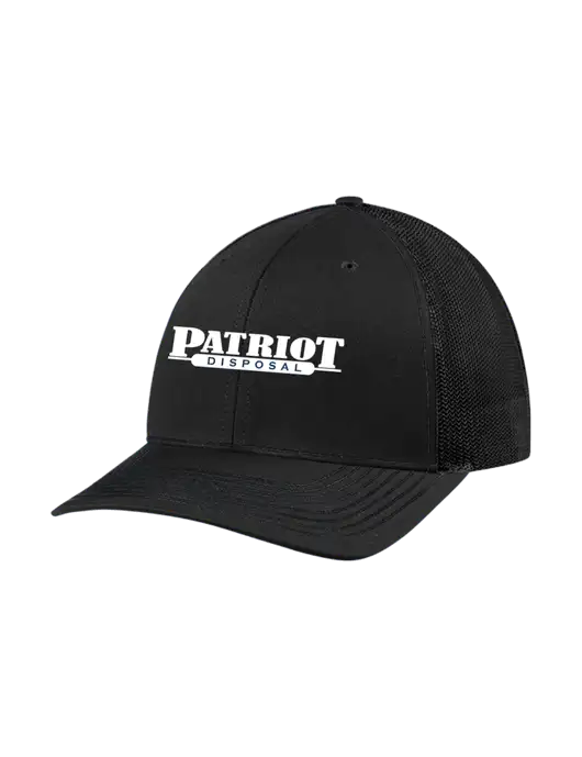Richardson Adjustable Snapback Original 112 Trucker Cap Black w/Black Mesh w/Patriot Disposal Logo