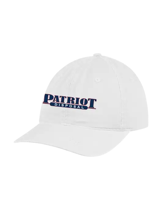 Garment Washed Unstructured Twill White Cap w/Patriot Disposal Logo