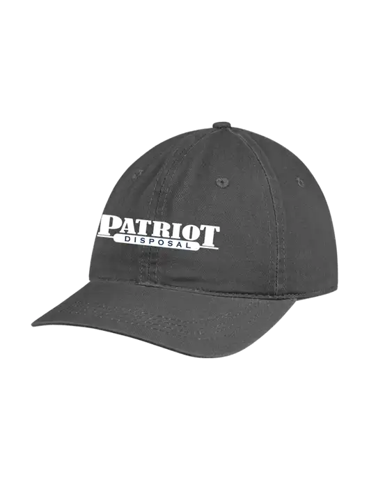 Garment Washed Unstructured Twill Charcoal Cap w/Patriot Disposal Logo