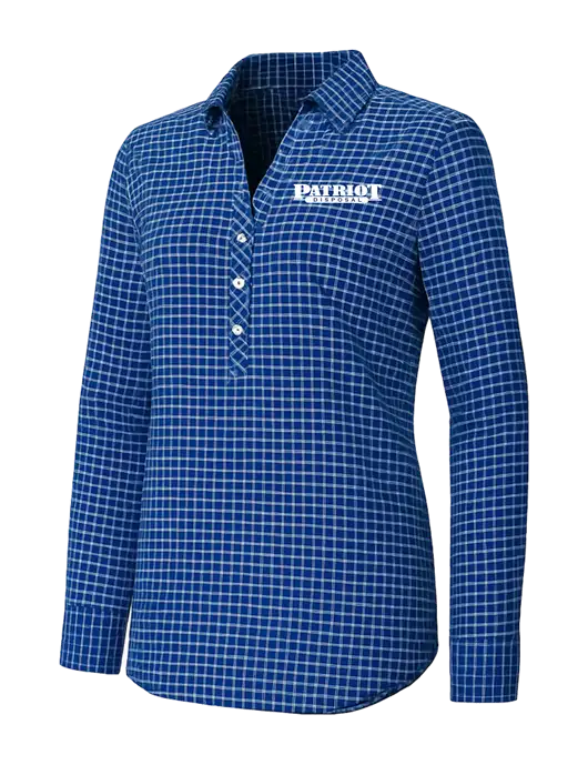 Womens Navy/White City Stretch Shirt w/Patriot Disposal Logo