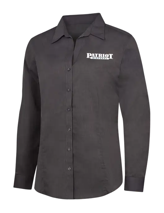 Womens Soft Black Crosshatch Easy Care Shirt w/Patriot Disposal Logo