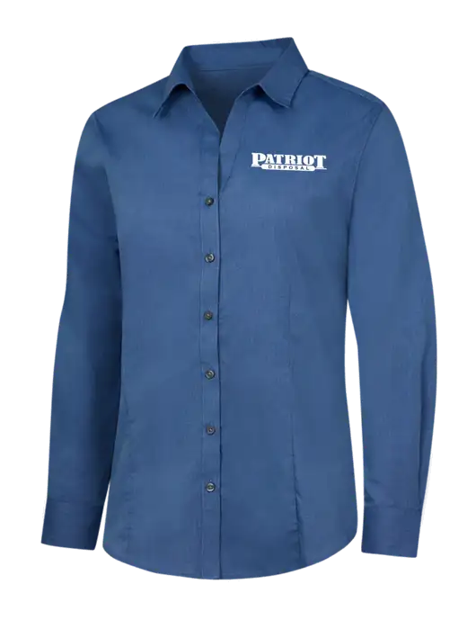 Light Navy Womens Crosshatch Easy Care Shirt w/Patriot Disposal Logo