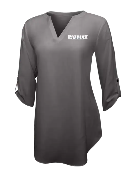 Dark Grey Womens 3/4 Sleeve Tunic Blouse w/Patriot Disposal Logo