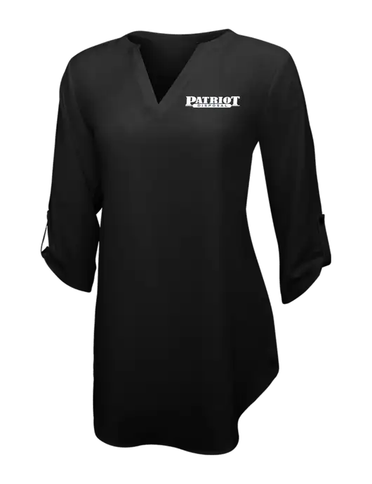 Womens Black 3/4 Sleeve Tunic Blouse w/Patriot Disposal Logo