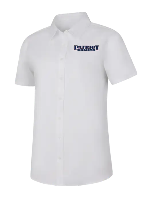 Womens White Short Sleeve Superpro React Twill Shirt w/Patriot Disposal Logo