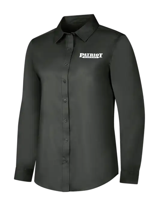 Dark Grey Womens Long Sleeve Superpro React Twill Shirt w/Patriot Disposal Logo