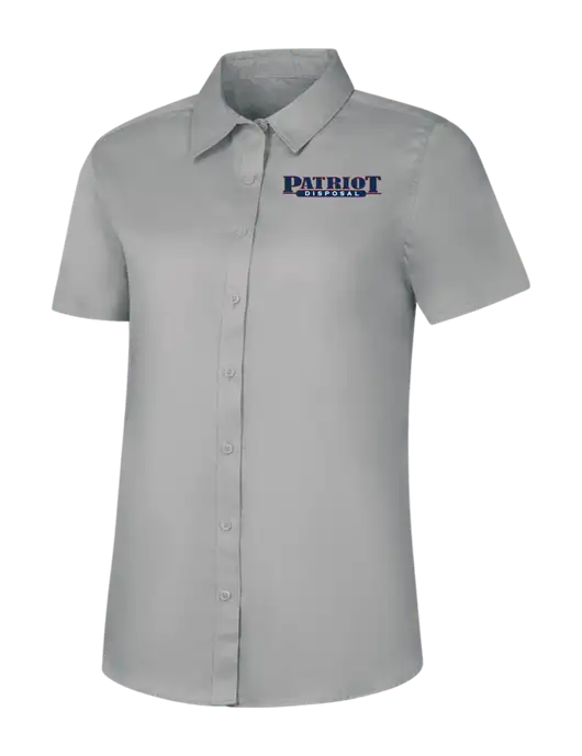 Womens Light Grey Short Sleeve Superpro React Twill Shirt w/Patriot Disposal Logo