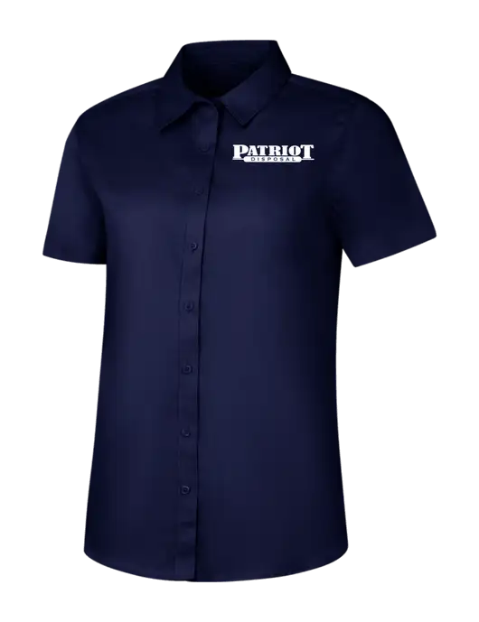Womens Navy Short Sleeve Superpro React Twill Shirt w/Patriot Disposal Logo