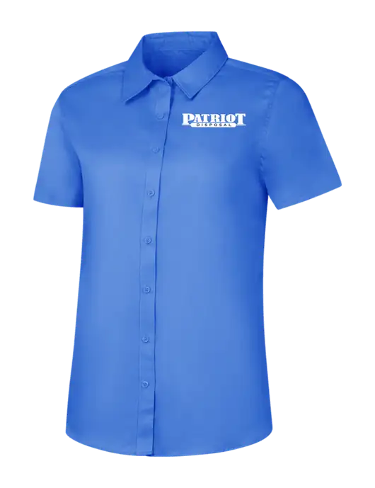 Womens Dark Carolina Blue Short Sleeve Superpro React Twill Shirt w/Patriot Disposal Logo