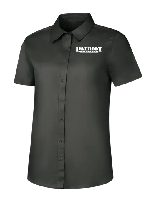 Womens Dark Grey Short Sleeve Superpro React Twill Shirt w/Patriot Disposal Logo