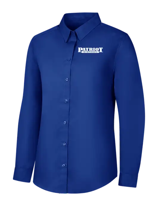 Womens Royal Long Sleeve Carefree Poplin Shirt w/Patriot Disposal Logo