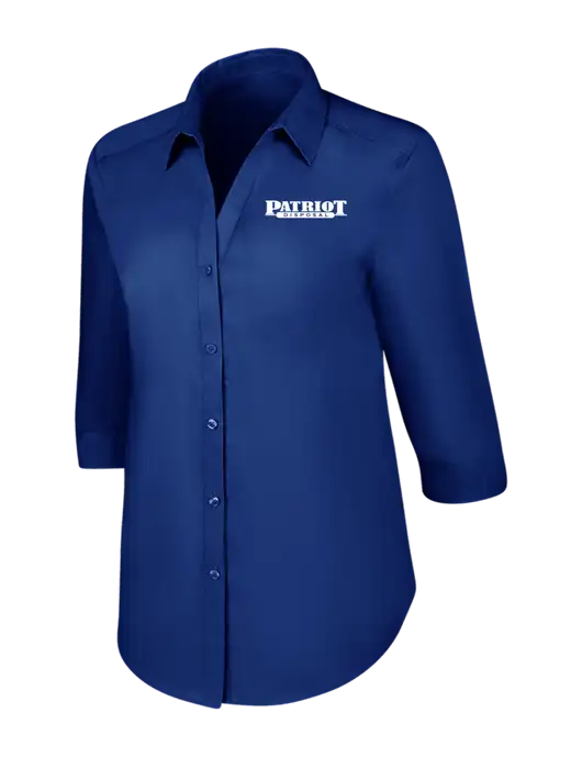 Womens Royal 3/4 Sleeve Carefree Poplin Shirt w/Patriot Disposal Logo