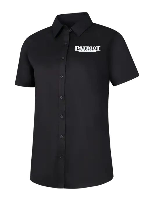 Womens Black Short Sleeve Superpro React Twill Shirt w/Patriot Disposal Logo