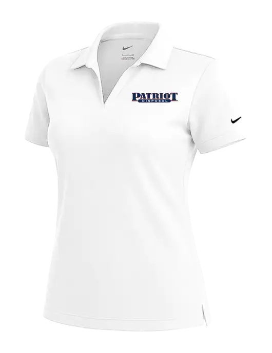 NIKE White Womens Dri-Fit Micro Pique Polo w/Patriot Disposal Logo
