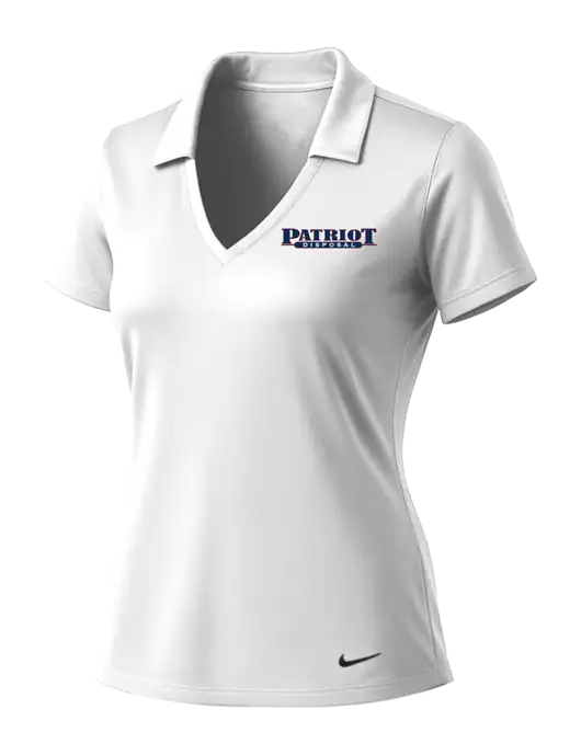 NIKE White Womens Dri-Fit Vertical Mesh Polo w/Patriot Disposal Logo