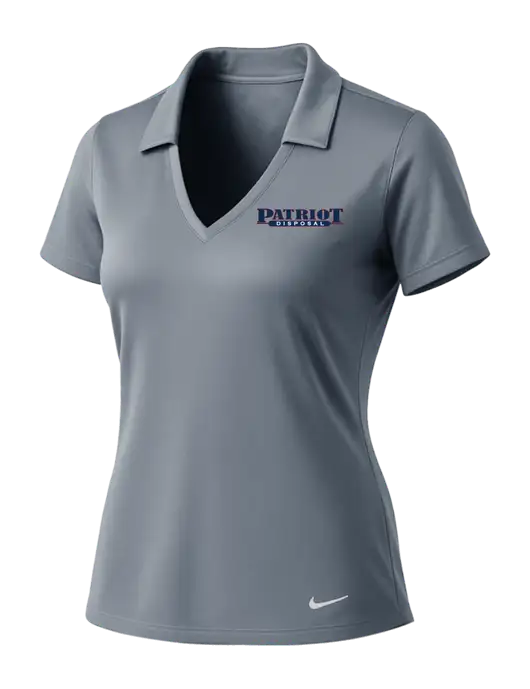 NIKE Medium Grey Womens Dri-Fit Vertical Mesh Polo w/Patriot Disposal Logo