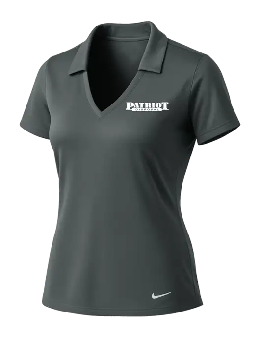 NIKE Dark Grey Womens Dri-Fit Vertical Mesh Polo w/Patriot Disposal Logo