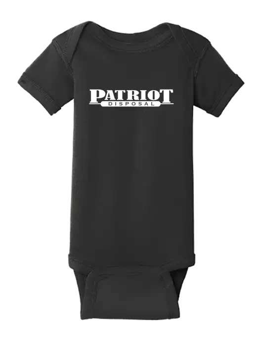 Rabbit Skins Black Infant Short Sleeve Baby Rib Bodysuit w/Patriot Disposal Logo