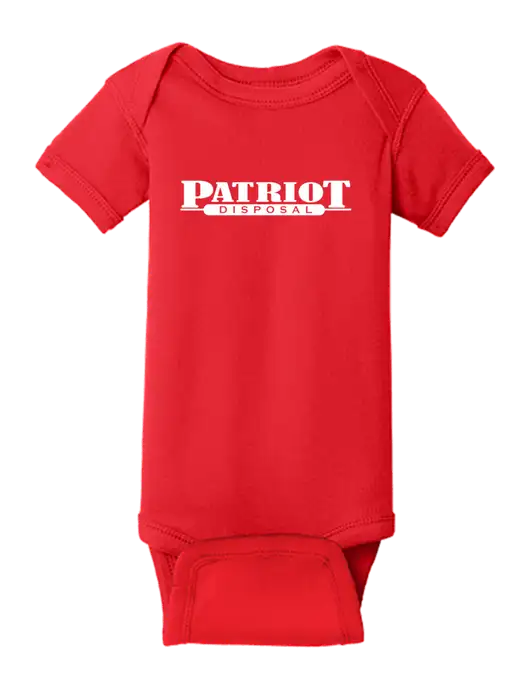 Rabbit Skins Red Infant Short Sleeve Baby Rib Bodysuit w/Patriot Disposal Logo