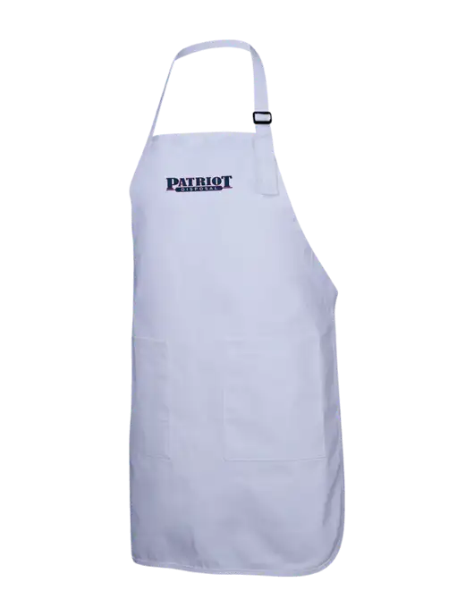 Full-Length White Apron With Pockets w/Patriot Disposal Logo