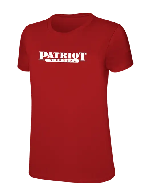 Womens Ring Spun Bright Red 4.5 oz T-Shirt w/Patriot Disposal Logo