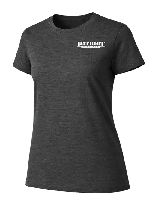 Womens Ring Spun Dark Heather Grey 4.5 oz T-Shirt w/Patriot Disposal Logo