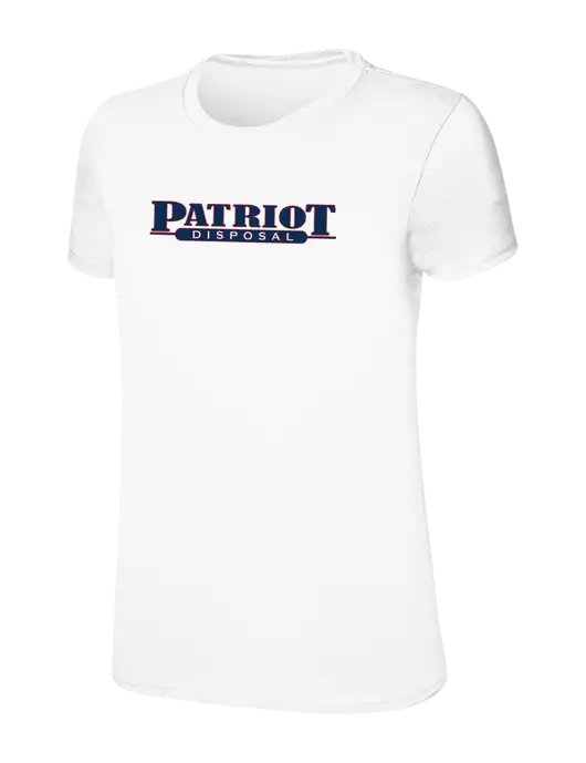 Womens Ring Spun White 4.5 oz T-Shirt w/Patriot Disposal Logo