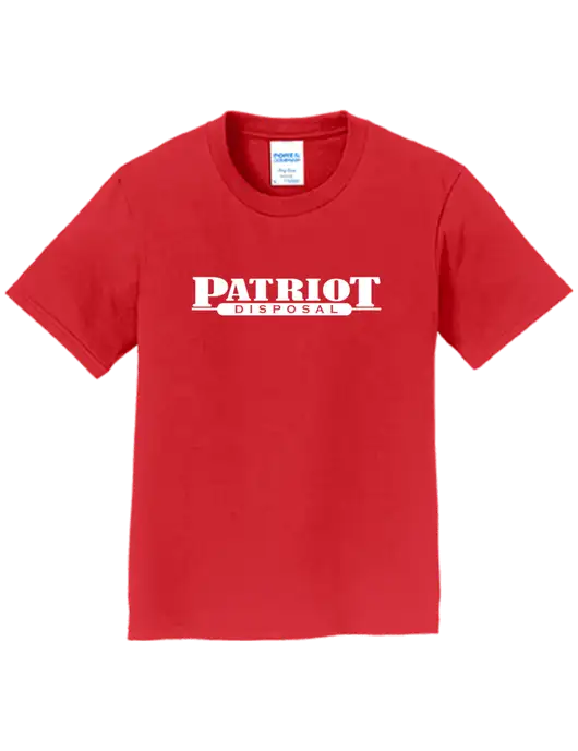 Youth Ring Spun Bright Red 4.5 oz T-Shirt w/Patriot Disposal Logo