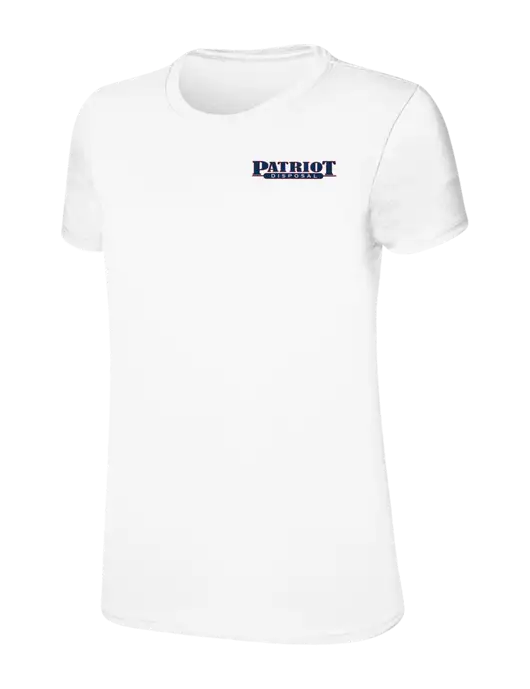 Womens Ring Spun White 4.5 oz T-Shirt w/Patriot Disposal Logo