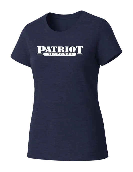 Womens Seriously Soft Heathered Navy T-Shirt w/Patriot Disposal Logo