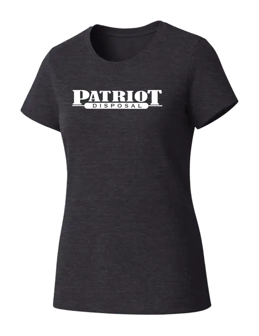 Womens Seriously Soft Heathered Charcoal T-Shirt w/Patriot Disposal Logo