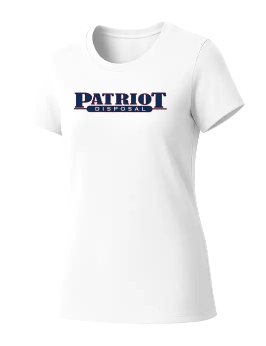 Womens Seriously Soft White T-Shirt w/Patriot Disposal Logo