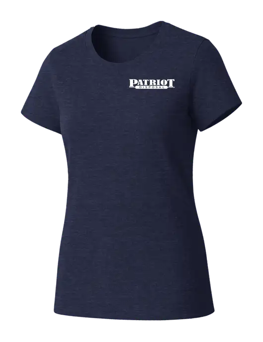 Womens Seriously Soft Heathered Navy T-Shirt w/Patriot Disposal Logo