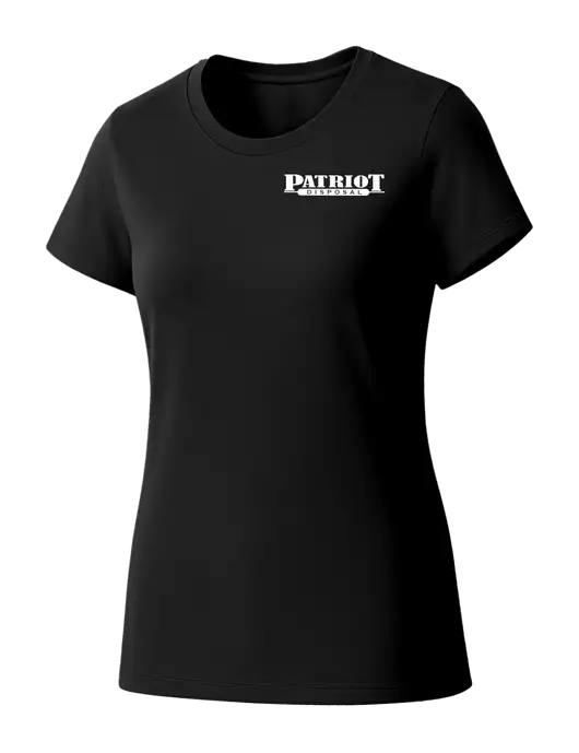 Womens Seriously Soft Black T-Shirt w/Patriot Disposal Logo
