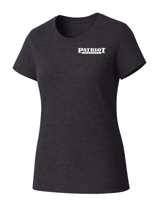 Womens Seriously Soft Heathered Charcoal T-Shirt w/Patriot Disposal Logo
