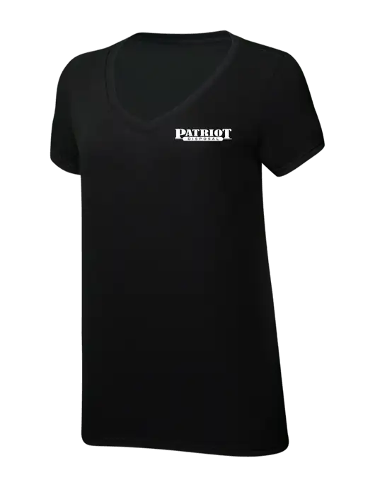 Womens Simply Soft V-Neck Black 4.5oz  Poly/Combed Ring Spun Cotton T-Shirt w/Patriot Disposal Logo