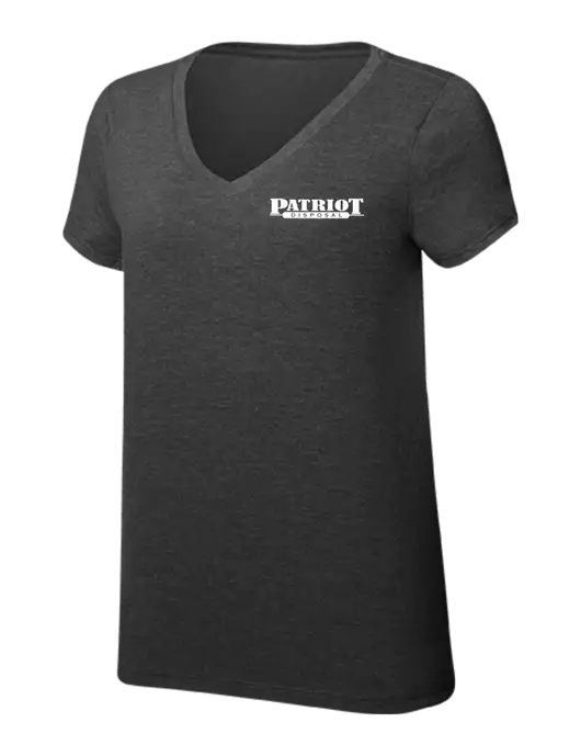 Womens Simply Soft V-Neck Black Frost 4.5oz  Poly/Combed Ring Spun Cotton T-Shirt w/Patriot Disposal Logo