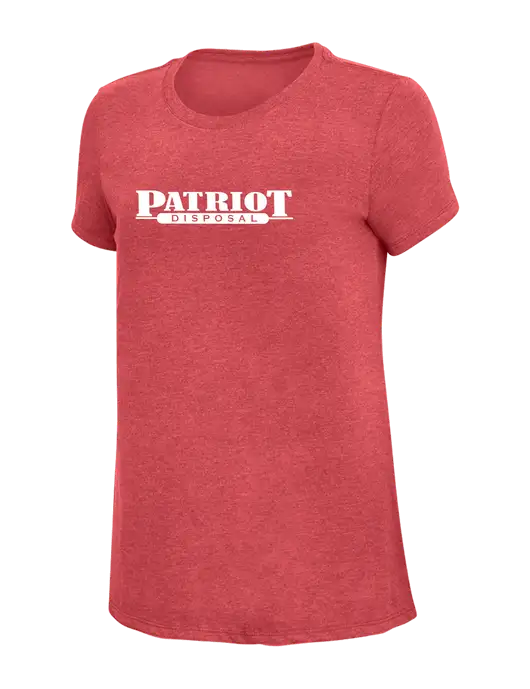 Womens Simply Soft Red Frost 4.5oz Poly/Combed Ring Spun Cotton T-Shirt w/Patriot Disposal Logo