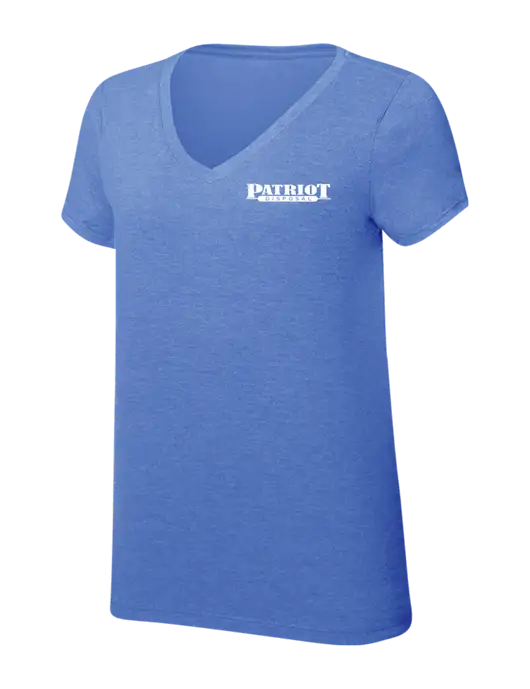 Womens Simply Soft V-Neck Royal Frost 4.5oz  Poly/Combed Ring Spun Cotton T-Shirt w/Patriot Disposal Logo