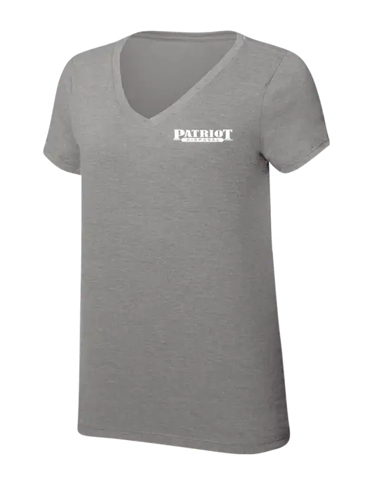 Womens Simply Soft V-Neck Grey Frost 4.5oz  Poly/Combed Ring Spun Cotton T-Shirt w/Patriot Disposal Logo