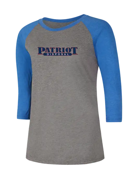 Womens Simply Soft 3/4 Sleeve Royal Frost/Grey Ring Spun Cotton T-Shirt w/Patriot Disposal Logo