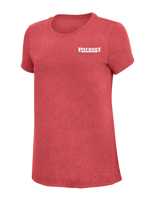 Womens Simply Soft Red Frost 4.5oz Poly/Combed Ring Spun Cotton T-Shirt w/Patriot Disposal Logo