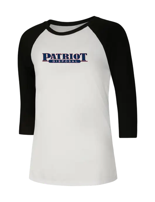 Womens Simply Soft 3/4 Sleeve Black/White Ring Spun Cotton T-Shirt w/Patriot Disposal Logo