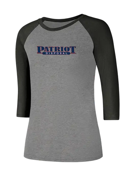 Womens Simply Soft 3/4 Sleeve Black Frost/Grey Frost Ring Spun Cotton T-Shirt w/Patriot Disposal Logo