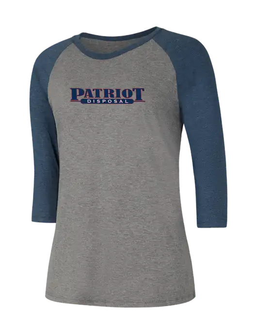 Womens Simply Soft 3/4 Sleeve Navy Frost/Grey Frost Ring Spun Cotton T-Shirt w/Patriot Disposal Logo