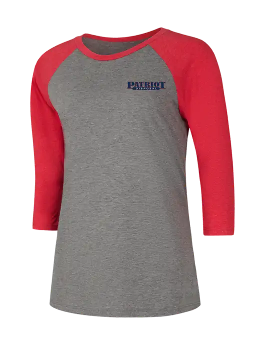 Womens Simply Soft 3/4 Sleeve Red Frost/Grey Frost Ring Spun Cotton T-Shirt w/Patriot Disposal Logo