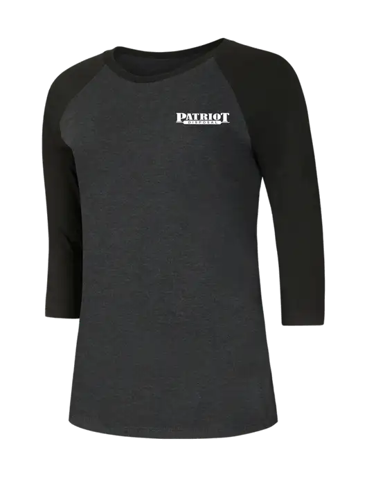 Womens Simply Soft 3/4 Sleeve Black/Black Frost Ring Spun Cotton T-Shirt w/Patriot Disposal Logo
