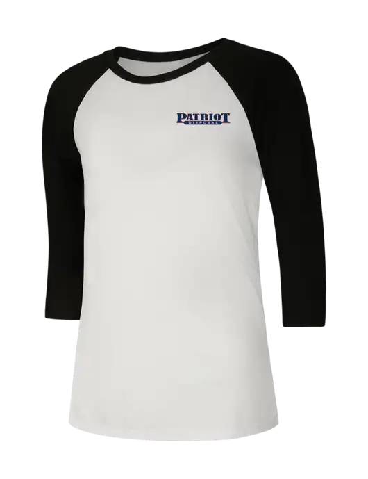 Womens Simply Soft 3/4 Sleeve Black/White Ring Spun Cotton T-Shirt w/Patriot Disposal Logo