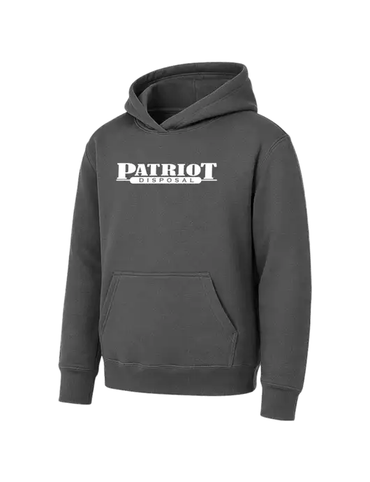 Youth Charcoal 7.8 oz Pullover Hooded Sweatshirt w/Patriot Disposal Logo